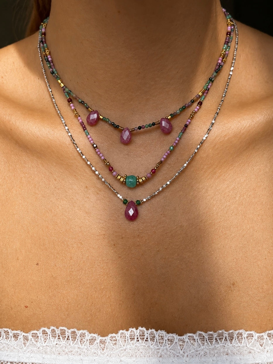 Composition de 3 colliers - Rose